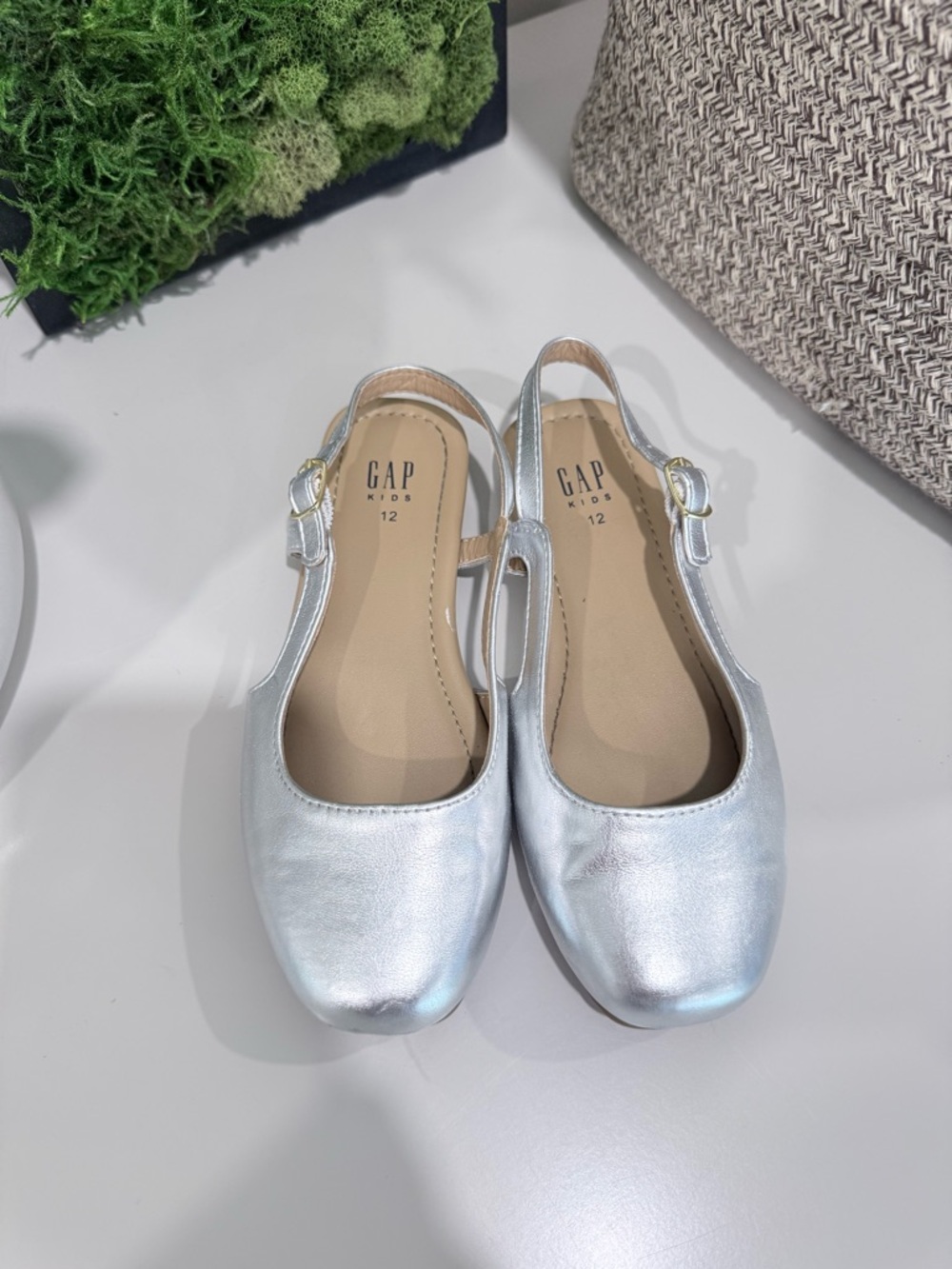 GAP Kids Silver Metallic Slingback Ballet Flats